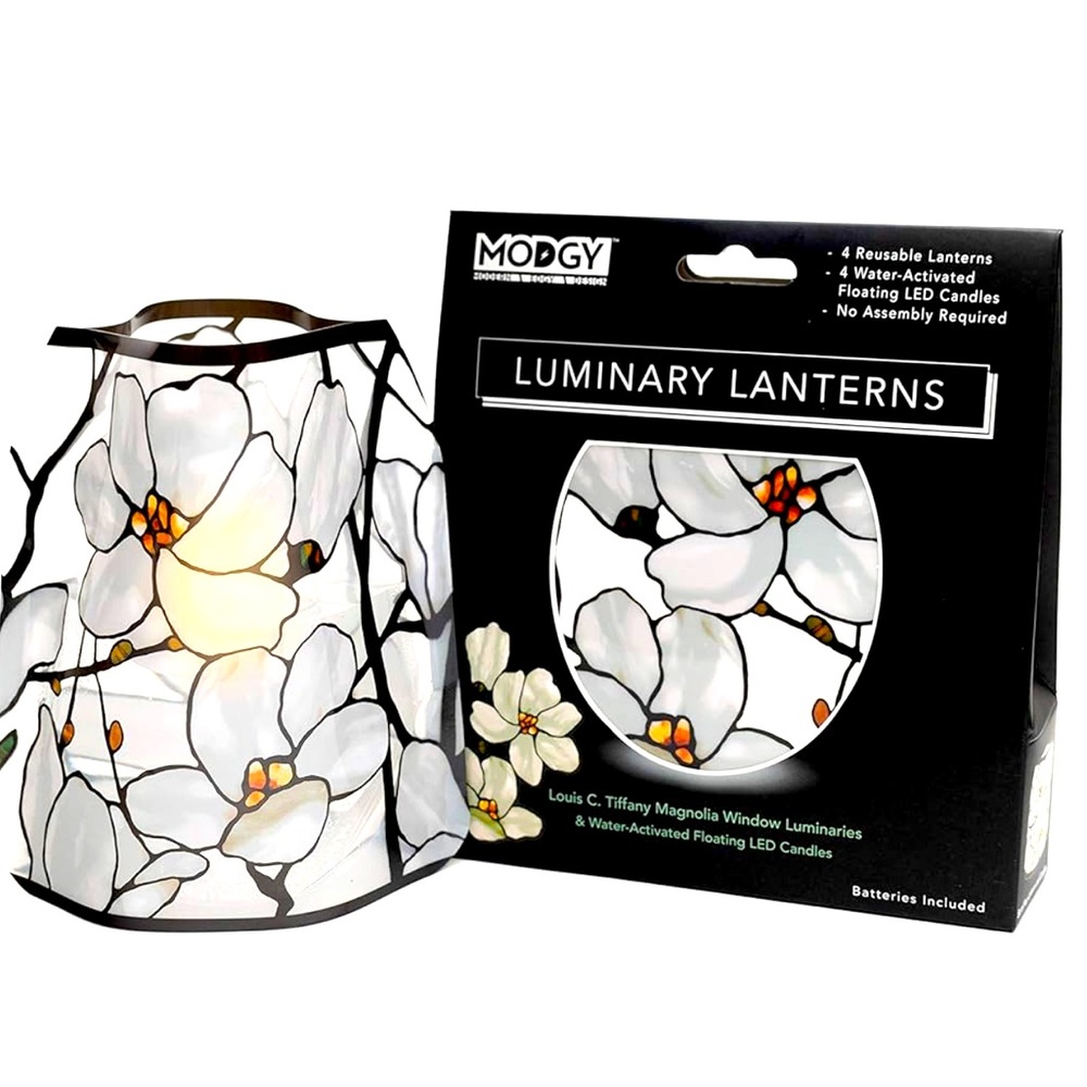 MODGY LUMINARY LANTERNS - TIFFANY MAGNOLIA DESIN - PACK OF FOUR